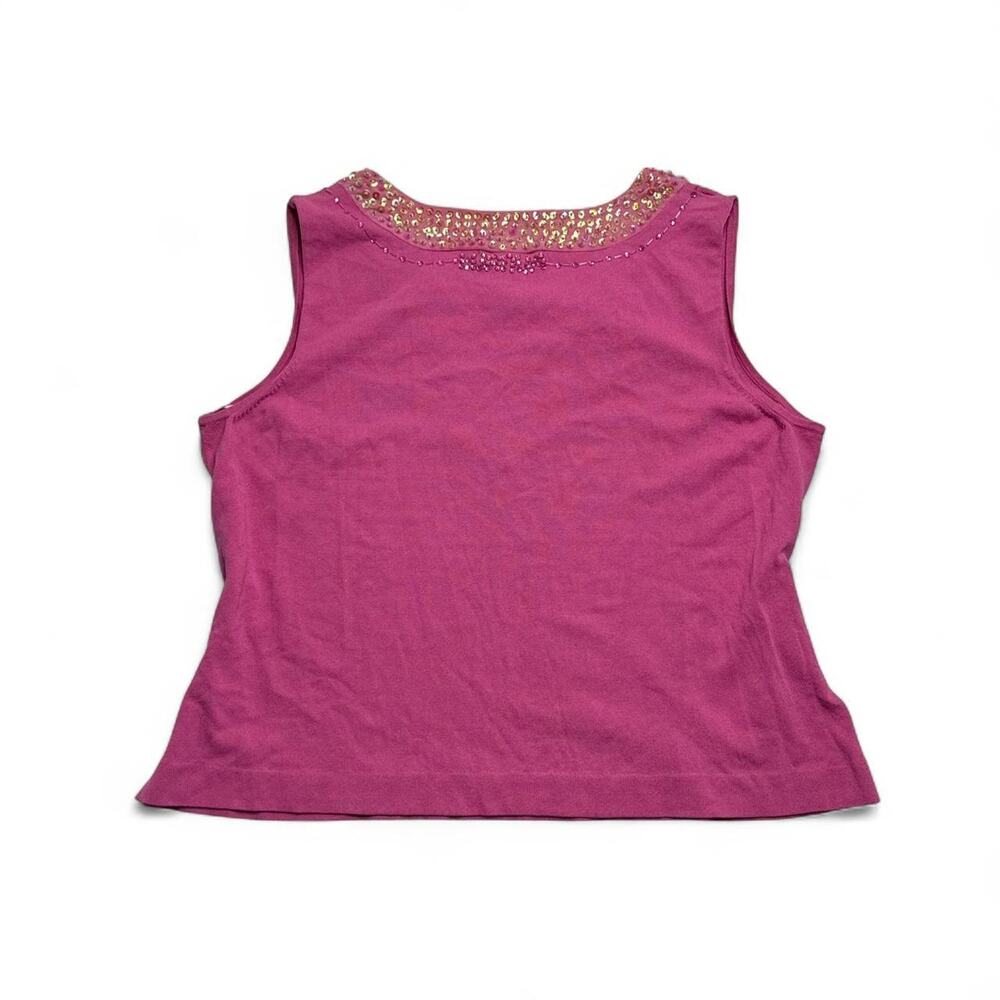 Nygard Collction Y2K Fairy vintage Pink silk sequin beaded embellished tank top - Picture 8 of 8